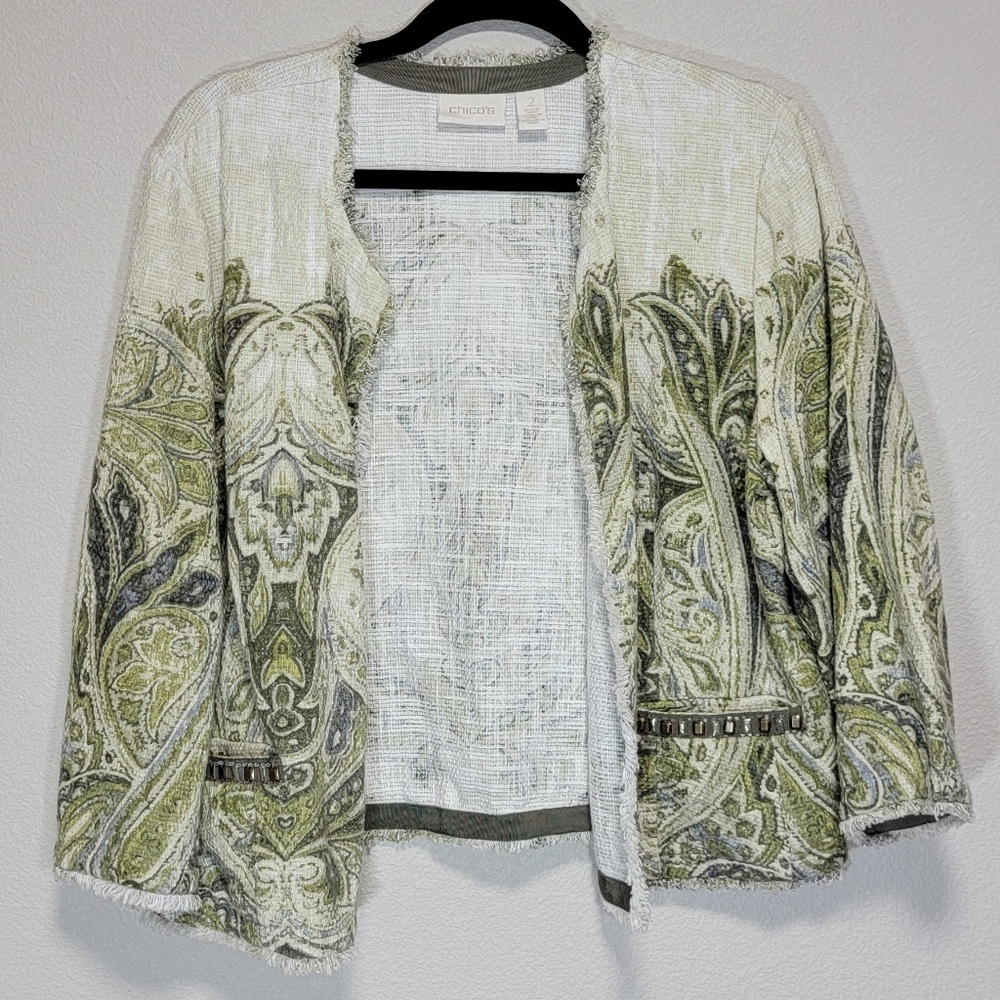 Chico's lightweight cardigan jacket paisley print